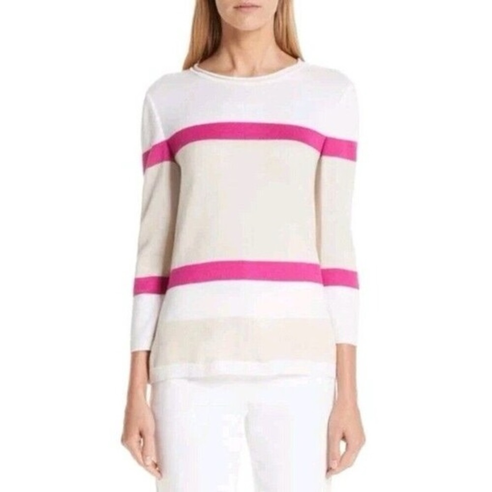St. John Wool Blend Santana Knit Pink/Beige